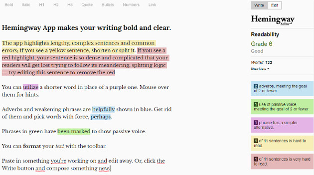 hemingway app tool copywriting