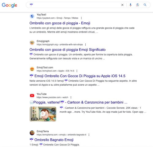 emoji cercata su google - risultati